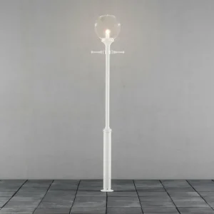 Konstsmide Lampe mât Orion blanc abat-jour sphère transparent^ Lampadaires D'Extérieur