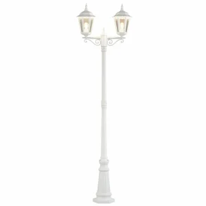 Konstsmide Lampe pour mât Firenze à 2 lampes, blanche^ Lampadaires D'Extérieur
