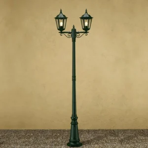 Konstsmide Lampe pour mât Firenze à 2 lampes, verte^ Lampadaires D'Extérieur