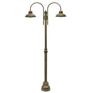 Moretti Luce Lampe pour mât Luca laiton ancien-cuivre, 2 lampes^ Lampadaires D'Extérieur