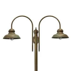 Moretti Luce Lampe pour mât Luca laiton ancien-cuivre, 2 lampes^ Lampadaires D'Extérieur