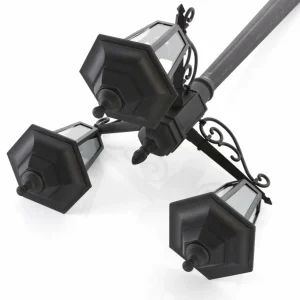 Lindby Lampe pour mât Nane lanterne, trois lampes^ Lampadaires D'Extérieur