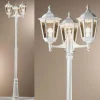 ORION Lampe pour mât Puchberg 3 l, 255 cm, blanche-dorée^ Lampadaires D'Extérieur