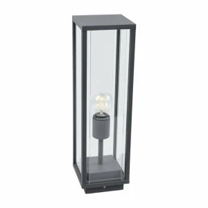 Lucande Lampe pour socle en verre Annalea, gris graphite^ Potelets Extérieurs