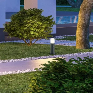 Trio Lighting Lampe pour socle pratique Hoosic avec détecteur^ Potelets Extérieurs Avec Détecteur
