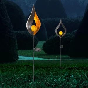 Globo Lampe solaire LED 33467, piquet de terre, couleur bronze, métal, verre^ Lampes Décoratives