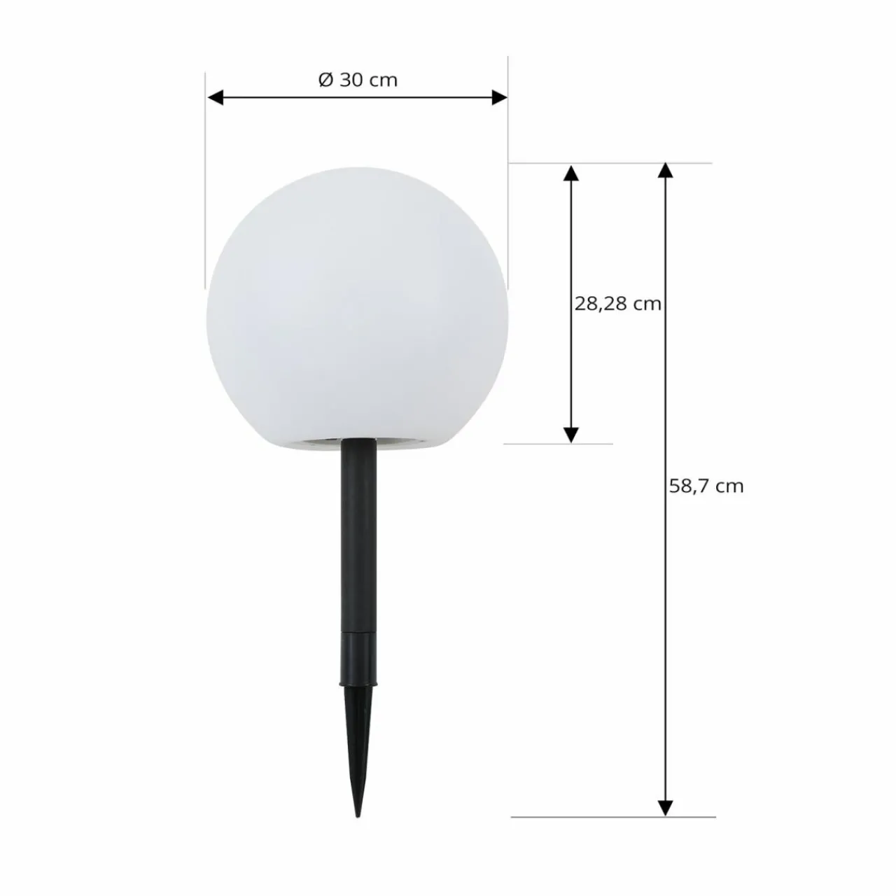 Lindby Lampe solaire LED Lago, Ø 25 cm, boule, piquet de terre, blanc^ Lampes Décoratives