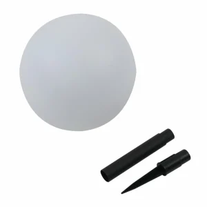 Lindby Lampe solaire LED Lago, Ø 25 cm, boule, piquet de terre, blanc^ Lampes Décoratives