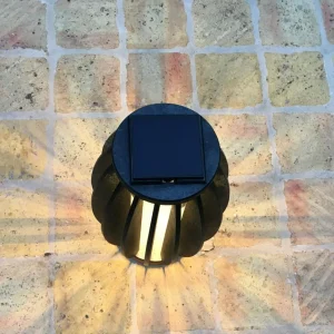 Les Jardins Lampe solaire LED Pastek en teck avec capteur^ Lampes Décoratives