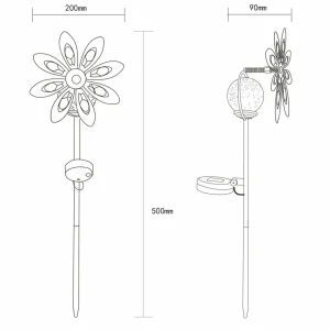 Globo Lampe sur piquet LED solaire 36576, brun rouille, métal, verre^ Lampes Décoratives