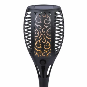 Globo Lampe sur piquet LED solaire 33077 Torche, noir, plastique^ Lampes Décoratives