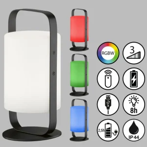 FH Lighting Lampe table batterie LED solaire Casoli, 25 cm^ Lampes Décoratives