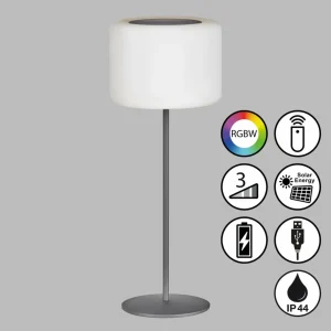 FH Lighting Lampe table batterie LED solaire Pino, noir sable^ Lampes Décoratives