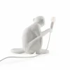 SELETTI Lampe table déco LED Monkey Lamp, blanc, assis^ Lampes Décoratives