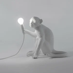 SELETTI Lampe table déco LED Monkey Lamp, blanc, assis^ Lampes Décoratives