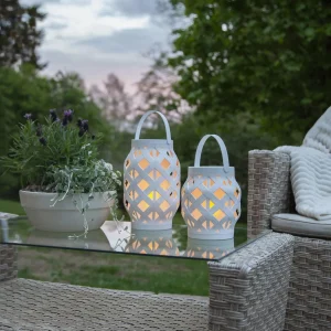 STAR TRADING Lanterne LED Flame Lantern, blanche, hauteur 23 cm^ Lampes Décoratives