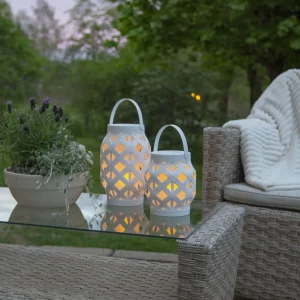 STAR TRADING Lanterne LED Flame Lantern, blanche, hauteur 23 cm^ Lampes Décoratives