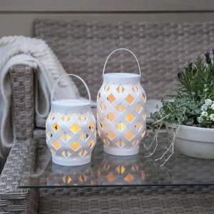STAR TRADING Lanterne LED Flame Lantern, blanche, hauteur 23 cm^ Lampes Décoratives
