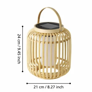 EGLO Lanterne LED solaire Marliano, bois clair, bois^ Lampes Décoratives