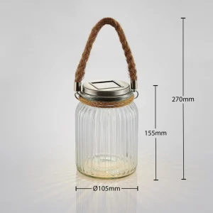 Lindby Lanterne solaire LED Farid en verre^ Lampes Décoratives
