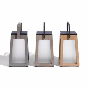 Les Jardins Lanterne solaire LED Tecka portable, teck 25 cm^ Lampes Décoratives
