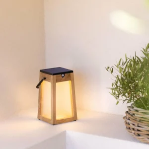 Les Jardins Lanterne solaire LED Tecka portable, teck 25 cm^ Lampes Décoratives