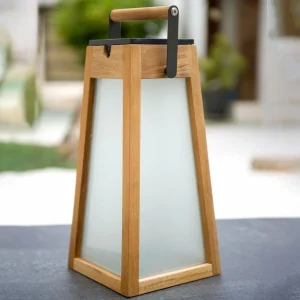 Les Jardins Lanterne solaire LED Tecka, teck naturel, 39 cm^ Lampes Décoratives