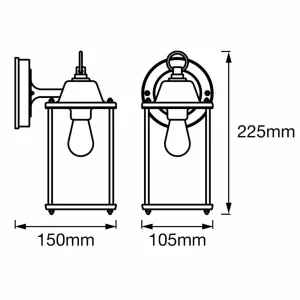LEDVANCE Endura Classic Lantern Square 22,5 cm^ Appliques Murales Extérieures