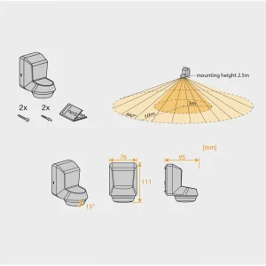LEDVANCE Sensor Wall 360DEG IP55, gris foncé^ Détecteurs De Mouvement