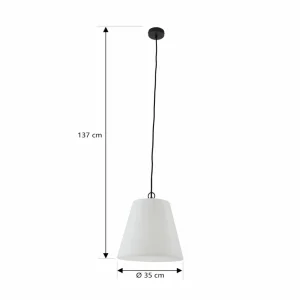 Lindby Alaida suspension d’extérieur, cône, blanc^ Suspensions D'Extérieur