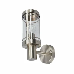 Lindby applique d'extérieur Djori, gris, acier inoxydable, Ø 10,5cm^ Appliques Murales Extérieures