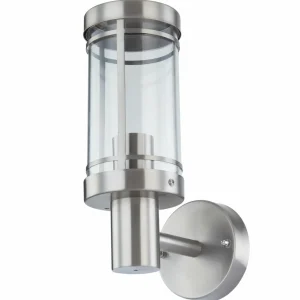 Lindby applique d'extérieur Djori, gris, acier inoxydable, Ø 10,5cm^ Appliques Murales Extérieures