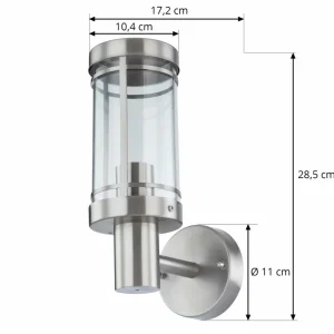 Lindby applique d'extérieur Djori, gris, acier inoxydable, Ø 10,5cm^ Appliques Murales Extérieures