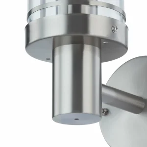 Lindby applique d'extérieur Djori, gris, acier inoxydable, Ø 10,5cm^ Appliques Murales Extérieures