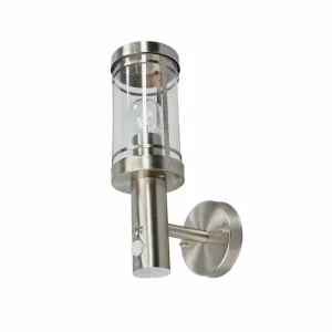 Lindby applique d'extérieur Djori, gris, acier inoxydable, capteur^ Appliques D'Extérieur Avec Détecteur