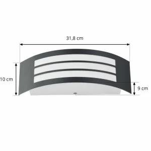 Lindby applique d'extérieur Vimal, E27, 32 cm, noir, aluminium^ Appliques Murales Extérieures