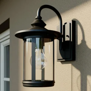 Lindby applique d'extérieur Zayn, noir, verre, hauteur 33,4 cm^ Appliques Murales Extérieures