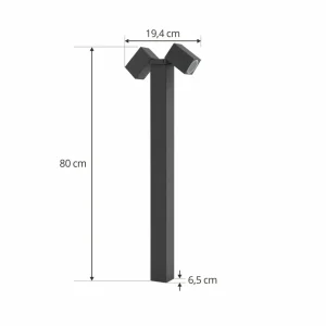 Lindby borne lumineuse Othil, à 2 lampes, 80 cm, gris, aluminium^ Bornes Éclairage Extérieur