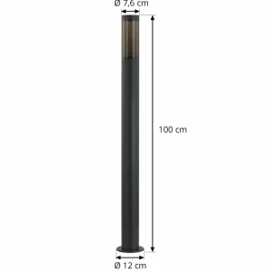 Lindby Borne lumineuse Statius, noir/noir, fer, 100 cm^ Bornes Éclairage Extérieur