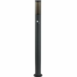 Lindby borne lumineuse Statius, noir/noir, fer, capteur^ Bornes Extérieures Avec Détecteur