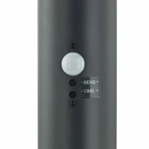 Lindby borne lumineuse Statius, noir/noir, fer, capteur^ Bornes Extérieures Avec Détecteur
