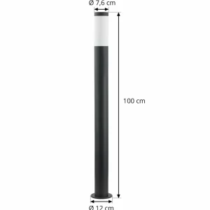 Lindby Borne lumineuse Statius, noir/opale, fer, 100 cm^ Bornes Éclairage Extérieur
