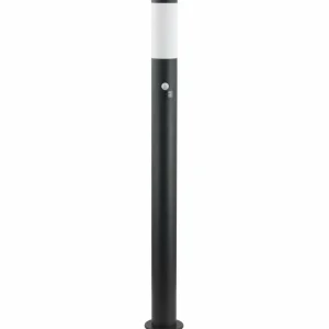 Lindby borne lumineuse Statius, noir/opale, fer, capteur, 100cm^ Bornes Extérieures Avec Détecteur