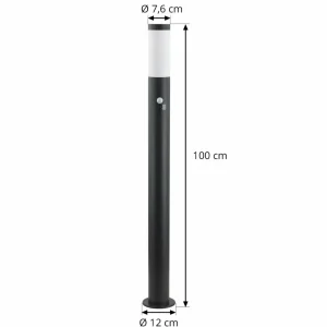 Lindby borne lumineuse Statius, noir/opale, fer, capteur, 100cm^ Bornes Extérieures Avec Détecteur