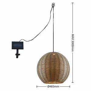 Lindby Catrica suspension solaire LED aspect rotin^ Lampes Décoratives