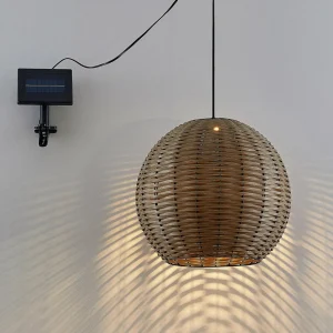 Lindby Catrica suspension solaire LED aspect rotin^ Lampes Décoratives