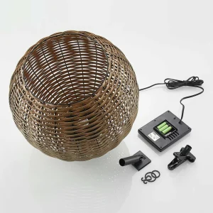 Lindby Catrica suspension solaire LED aspect rotin^ Lampes Décoratives