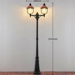 Lindby Clint lampadaire d'extérieur, à 2 lampes^ Lampadaires D'Extérieur