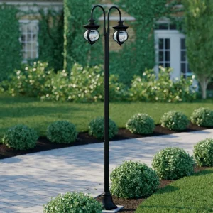 Lindby Farley lampadaire d'extérieur à 2 lampes^ Lampadaires D'Extérieur