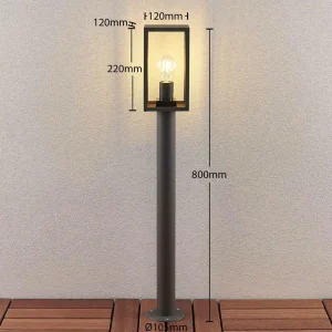 Lindby Filimon borne lumineuse, gris foncé, E27^ Bornes Éclairage Extérieur